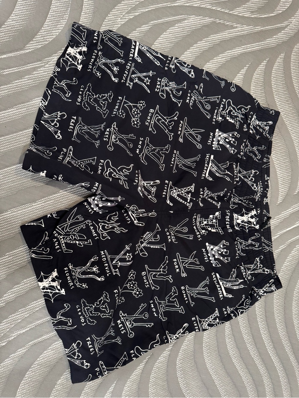 Louis Vuitton Black Swim Shorts with White Graphic Motif